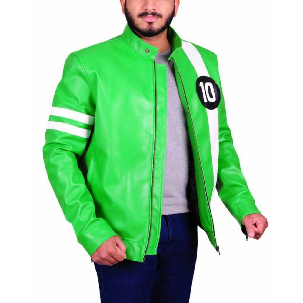 Ben 10 Alien Swarm Green Jacket Mens Leather Jacket